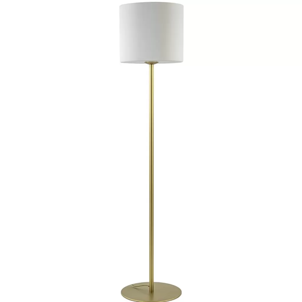 Chique vloerlamp mat goud met mat witte glazen kap>Straluma Shop