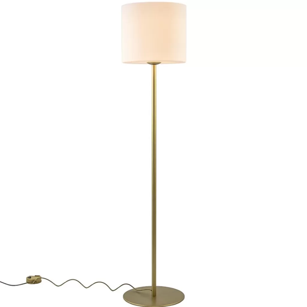 Chique vloerlamp mat goud met mat witte glazen kap>Straluma Shop