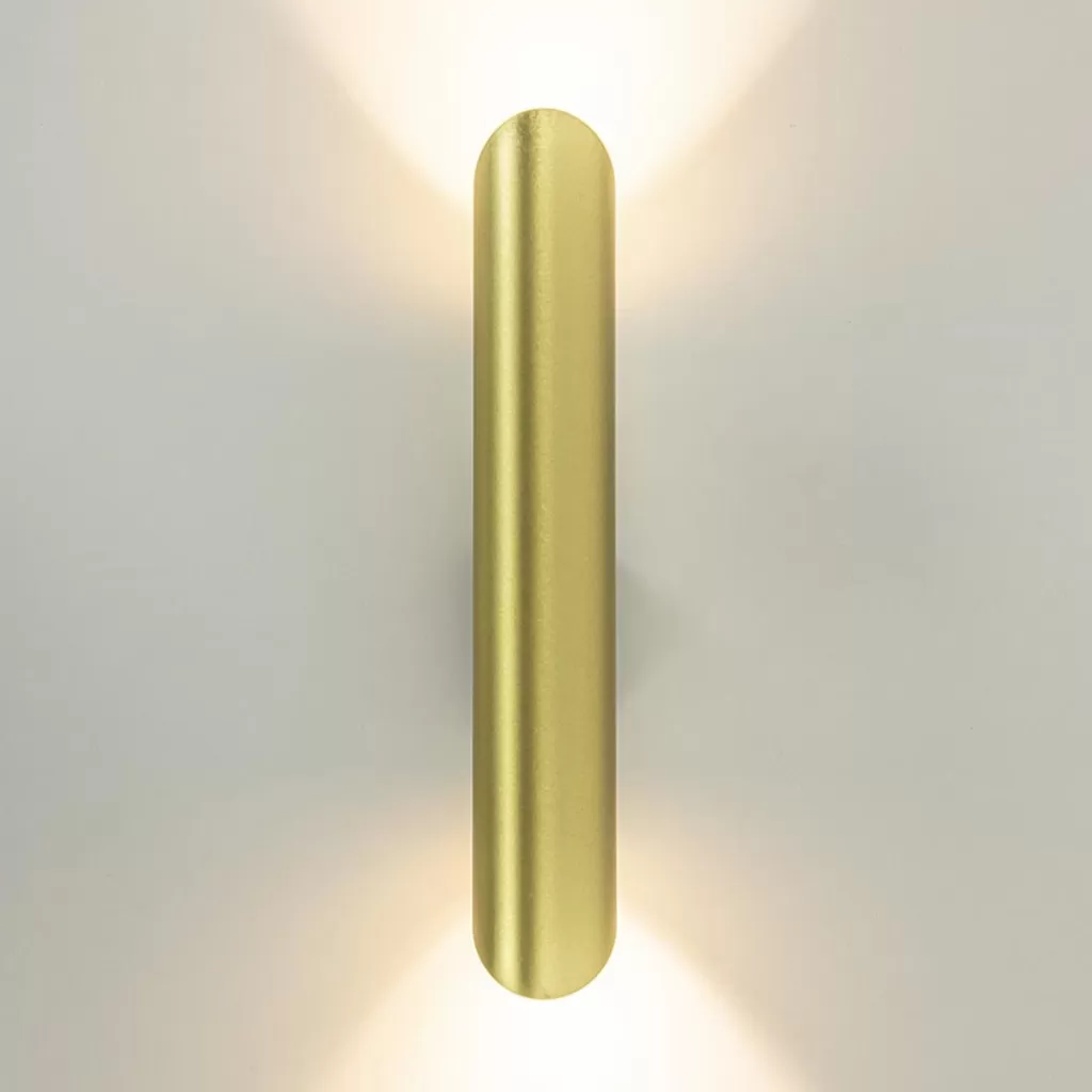 Chique wandlamp solid brass met zwart up+down>Straluma Online