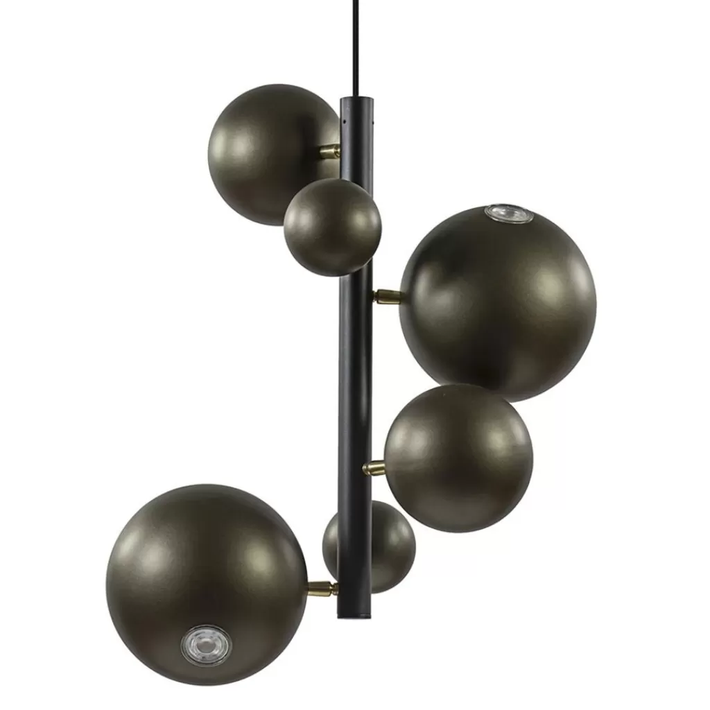 Design hanglamp zwart met platinum bollen 2L>Straluma Flash Sale