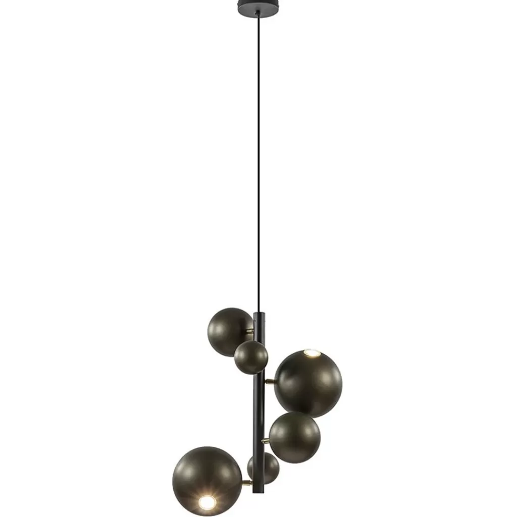 Design hanglamp zwart met platinum bollen 2L>Straluma Flash Sale