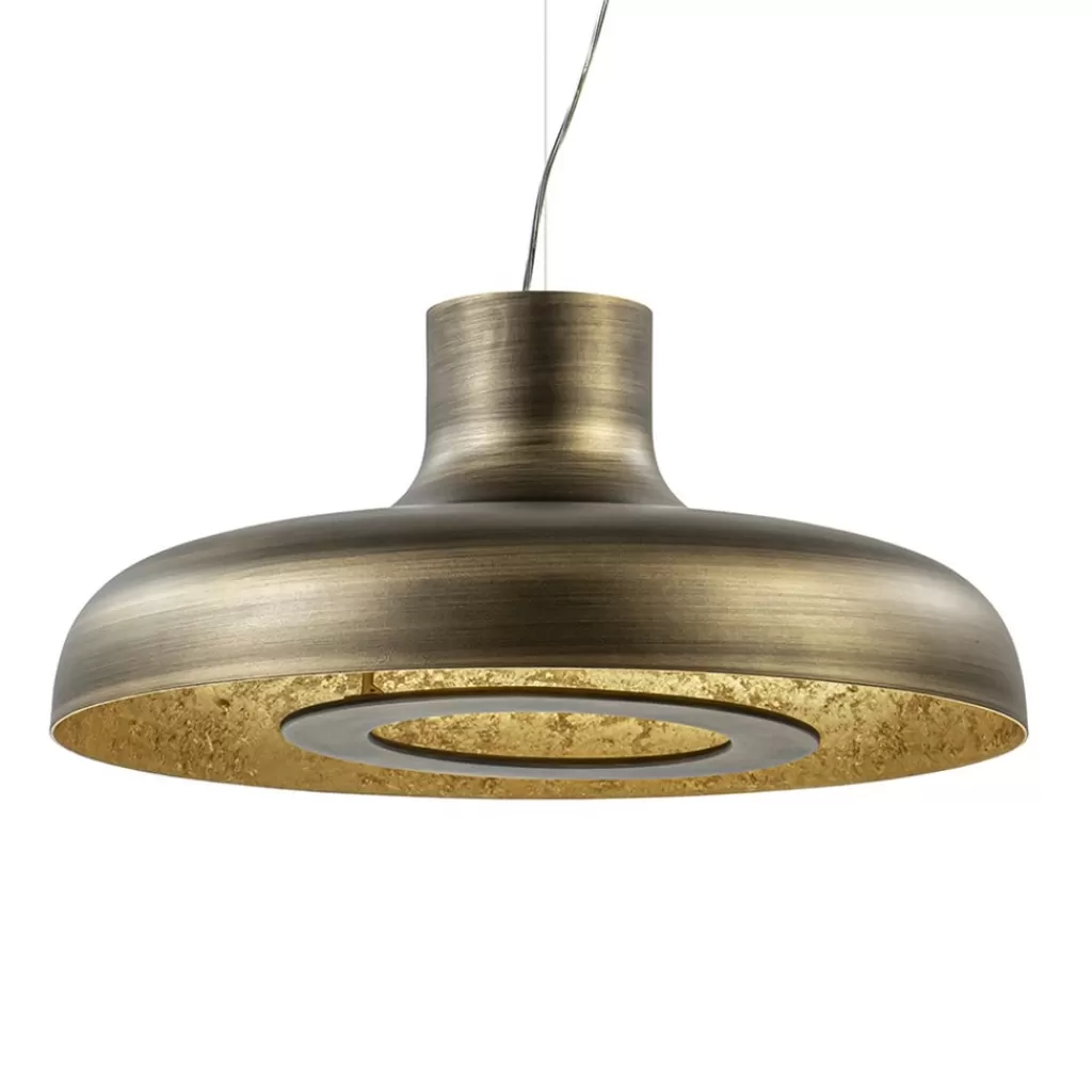 Design LED hanglamp koepel brushed brons met goldleaf>Straluma Online