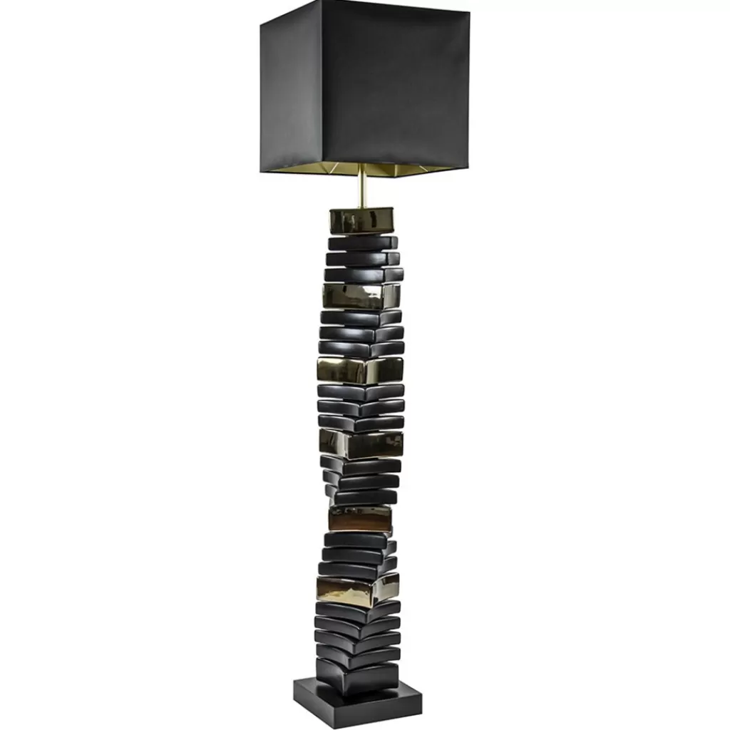 Design vloerlamp keramiek zwart/goud met zwarte kap>Straluma Cheap