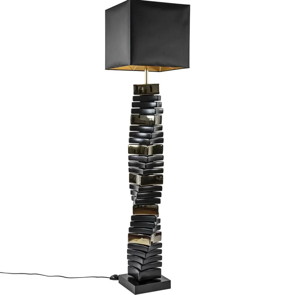 Design vloerlamp keramiek zwart/goud met zwarte kap>Straluma Cheap