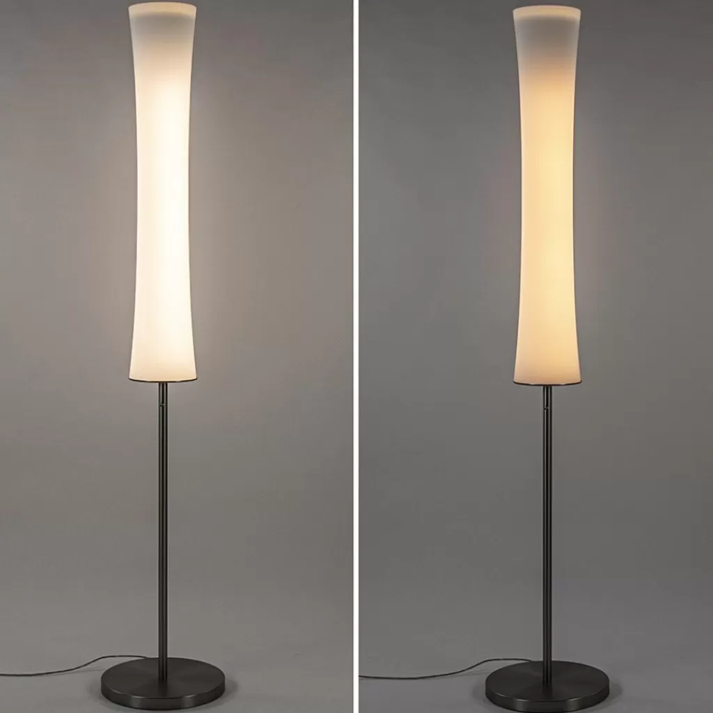 Design vloerlamp nikkel met opaal glas en uplighter>Straluma Sale