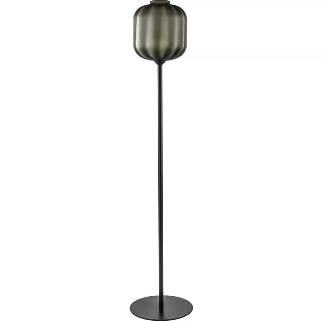 Design vloerlamp zwart met mat zwarte glazen kap>Straluma Best