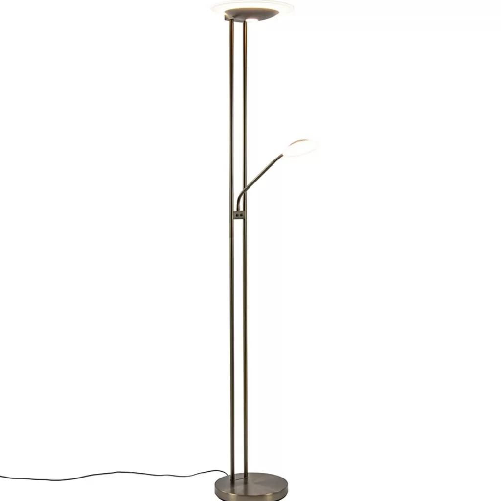 Dimbare LED uplighter met leeslamp donker brons>Straluma Store