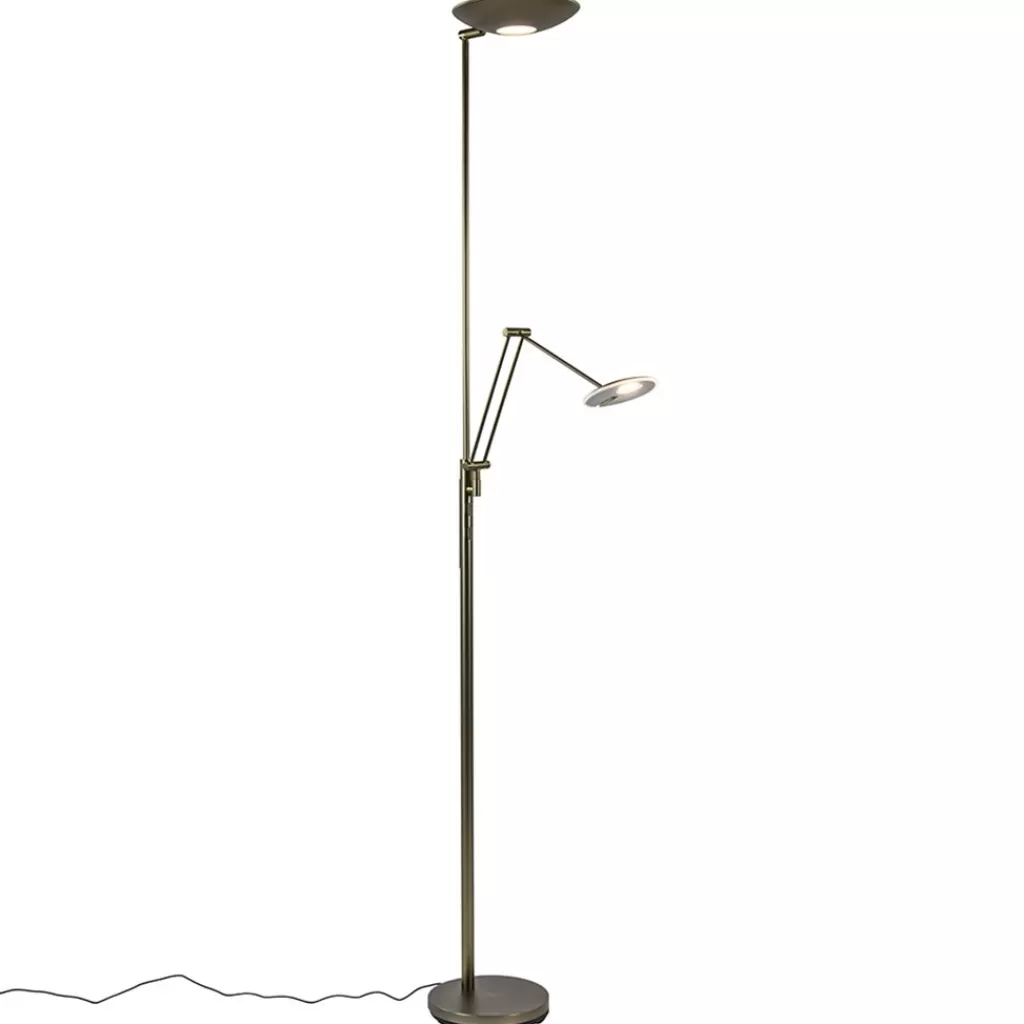 Dimbare LED uplighter met leeslamp donker brons>Straluma Shop