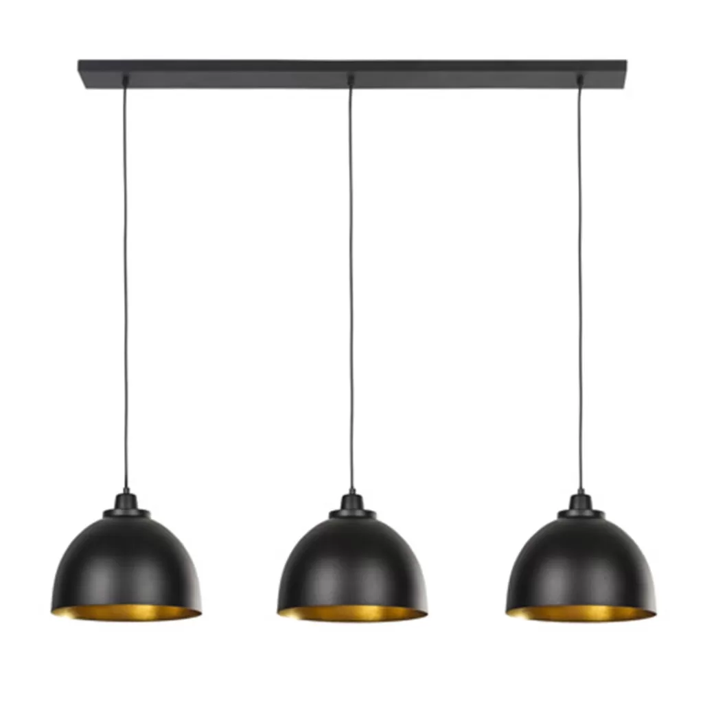 Eettafel hanglamp Kylie 3- lichts zwart-goud>Straluma Store