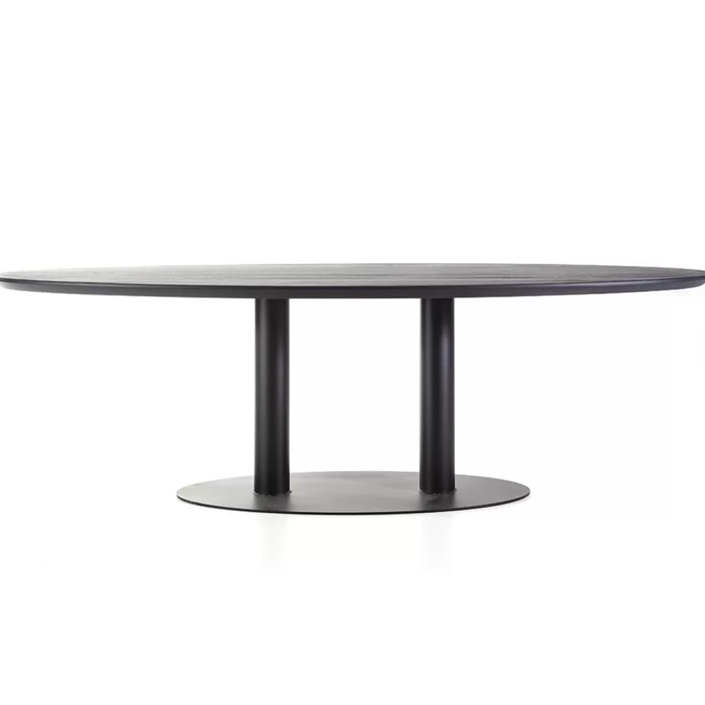 Eettafel ovaal zwart eiken met metalen poot 300x120 cm>Straluma Cheap