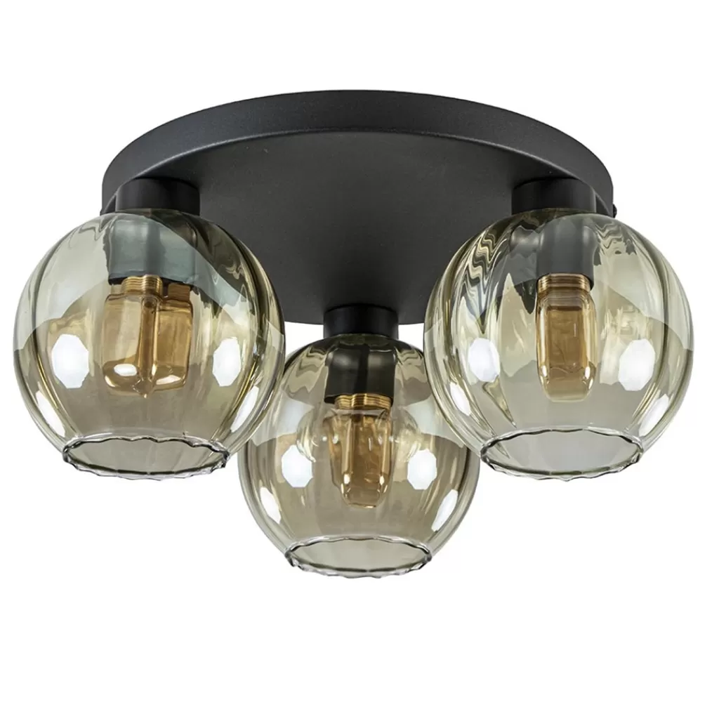 Elegante plafondlamp 3-lichts amber glas>Straluma Cheap