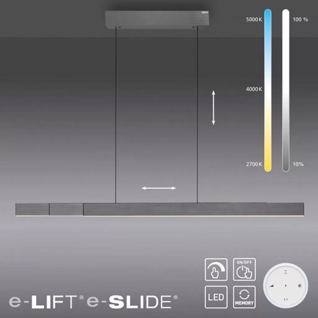 Elektrisch verstelbare LED hanglamp grijs dimbaar>Straluma Fashion