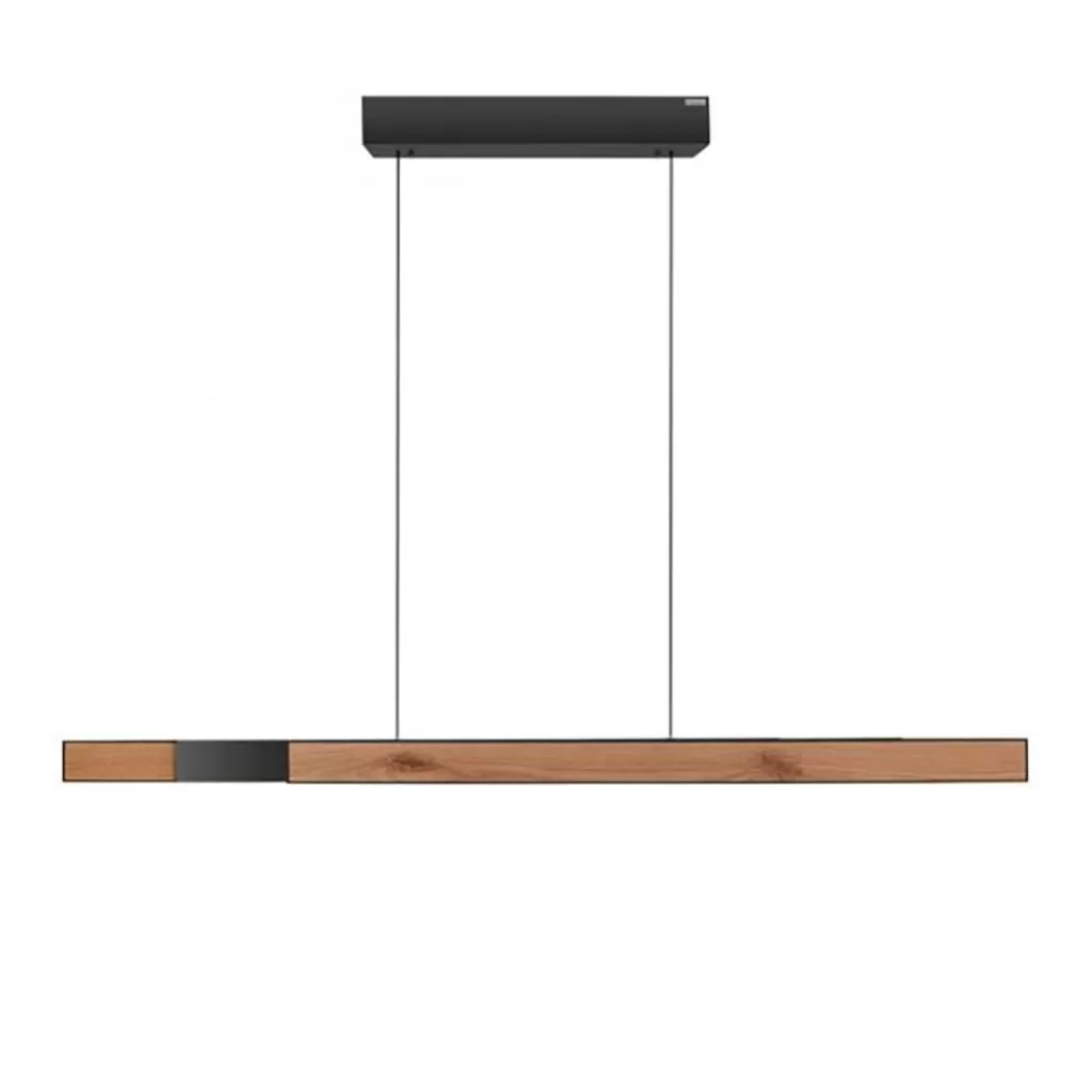 Elektrisch verstelbare LED hanglamp zwart met hout>Straluma Cheap