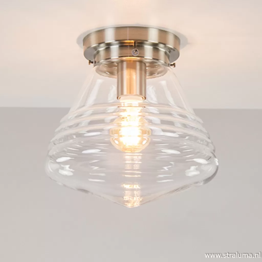 Glazen plafondlamp helder Art Deco>Straluma Sale