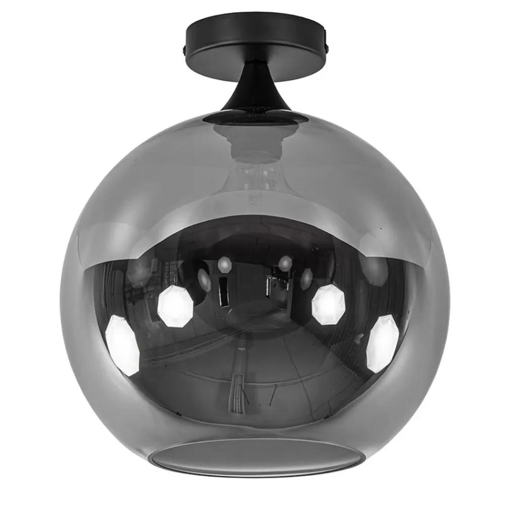 Globe plafondlamp zwart met smoke/titanium glas 30 cm>Straluma Clearance