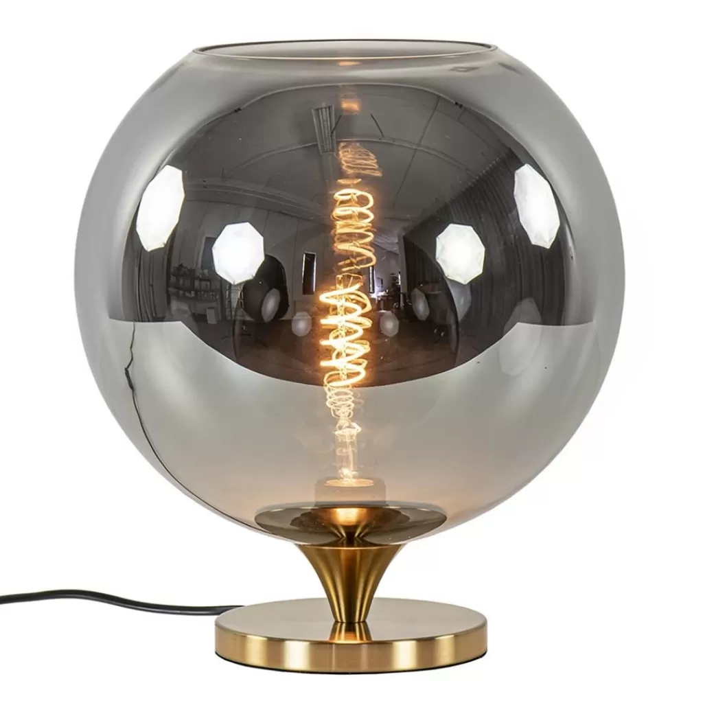 Globe tafellamp smoke/titanium met gouden voet>Straluma Outlet