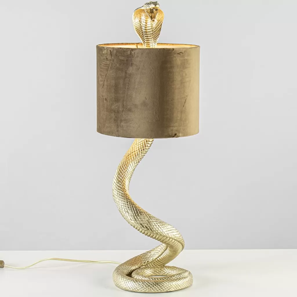 Gouden tafellamp Snake met velours kap>Straluma Cheap