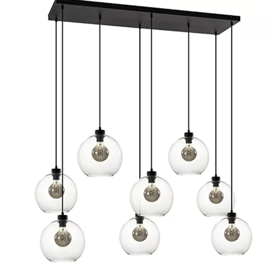 Grote 8-lichts multipendel/ hanglamp met helder glas>Straluma Shop