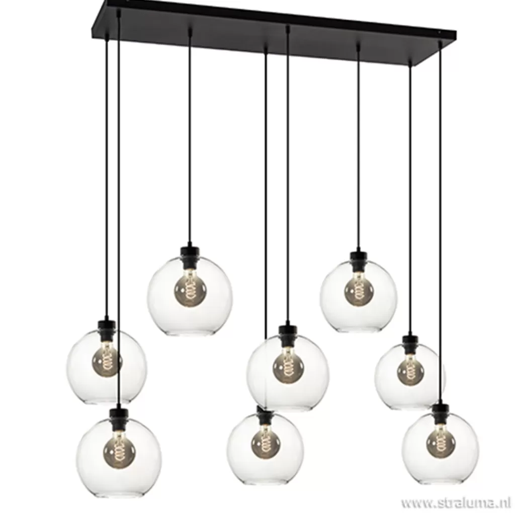 Grote 8-lichts multipendel/ hanglamp met helder glas>Straluma Shop