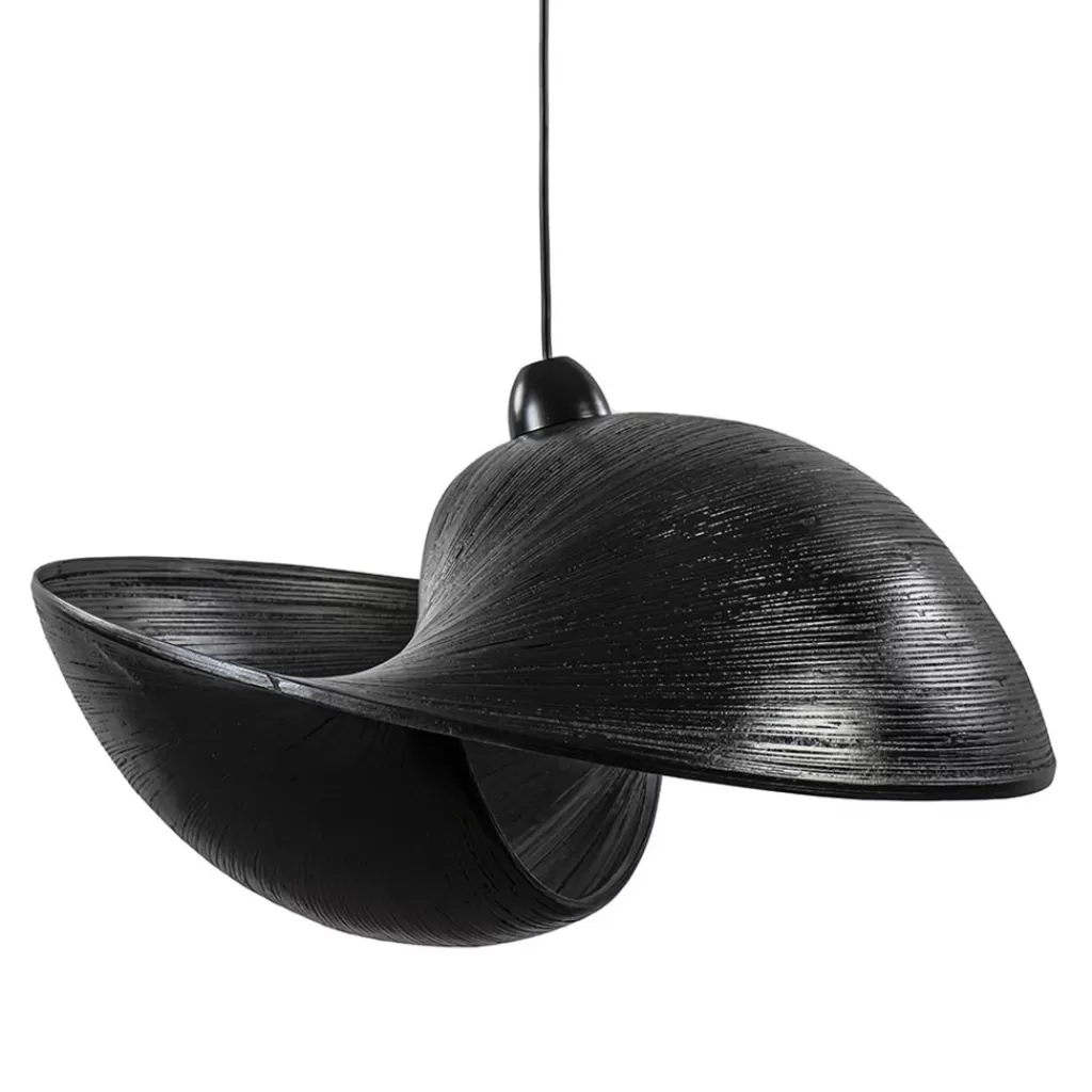 Grote bamboe hanglamp shell zwart>Straluma Discount