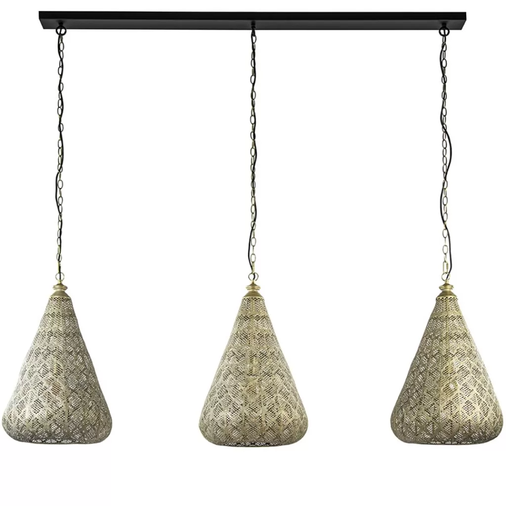 Grote hanglamp 3-lichts mat goud met zwarte balk>Straluma Cheap