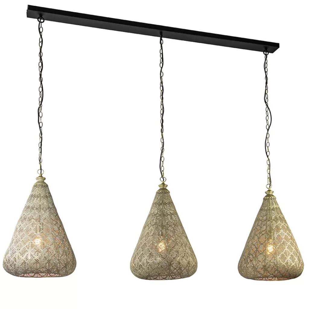 Grote hanglamp 3-lichts mat goud met zwarte balk>Straluma Cheap