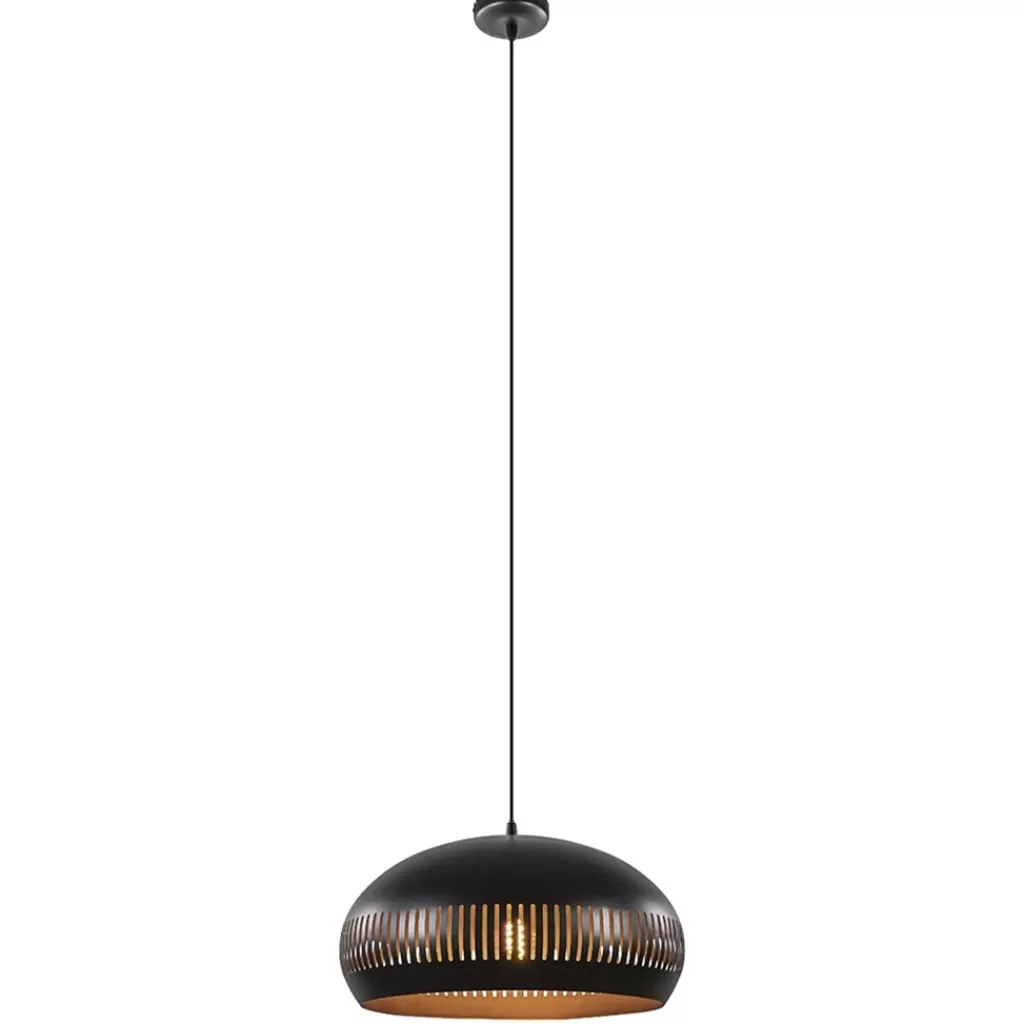 Grote koepel hanglamp zwart met goud 50 cm>Straluma Clearance