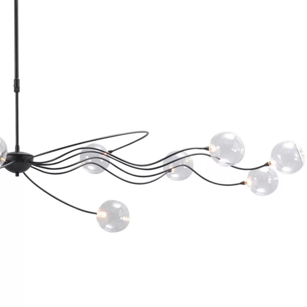 Grote LED hanglamp zwart met helder glazen bollen>Straluma Discount