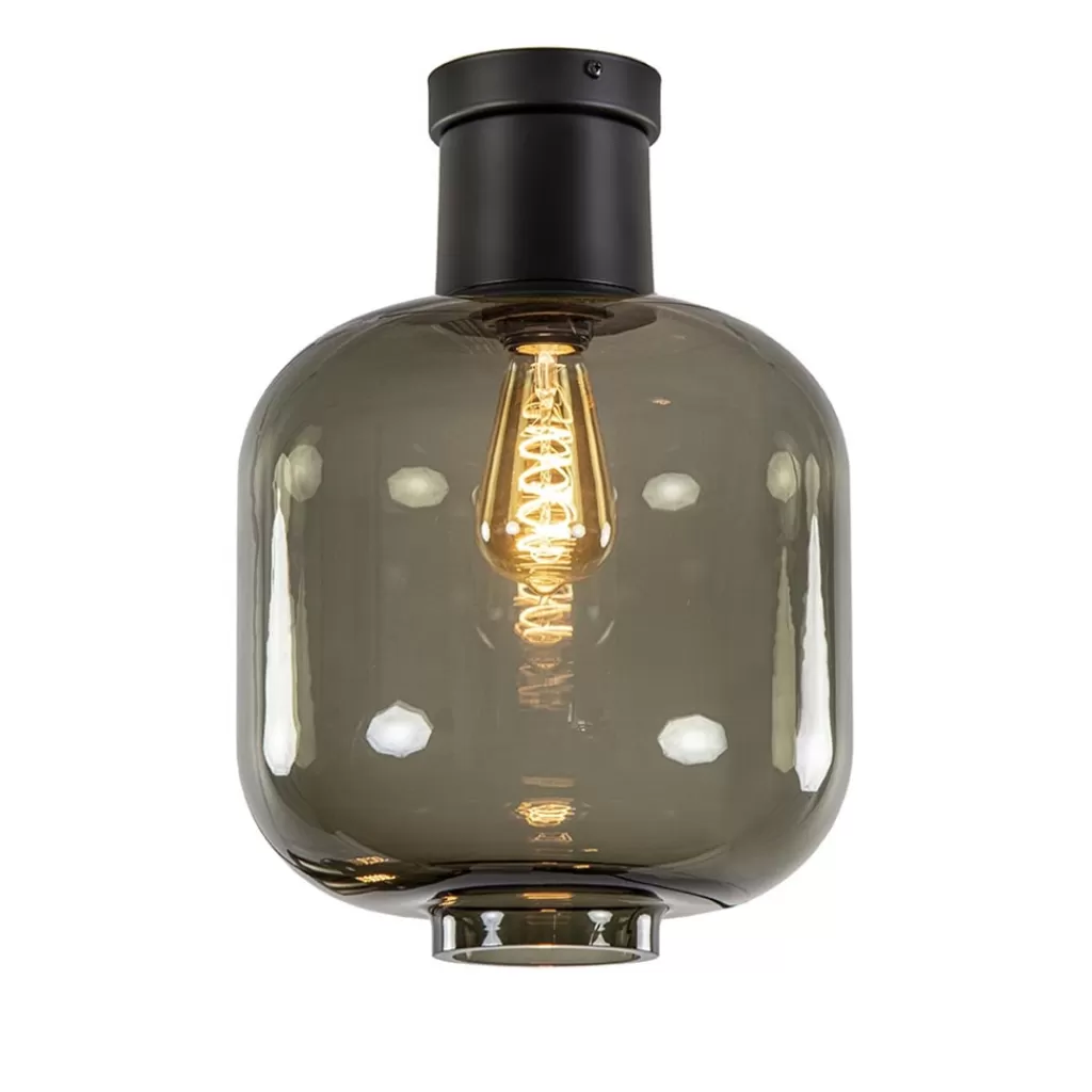 Grote plafondlamp smoke glas met mat zwart>Straluma Cheap