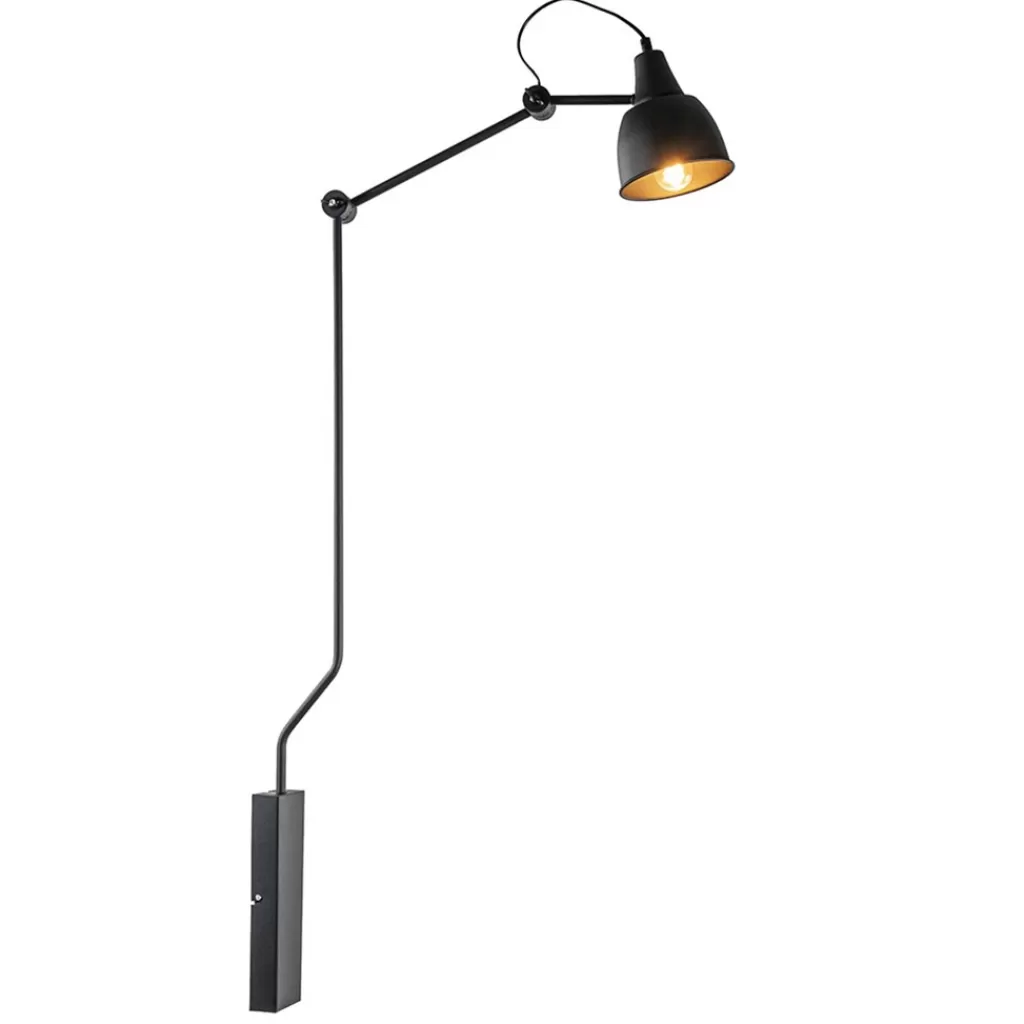 Grote retro wandlamp met zwarte kap verstelbaar>Straluma Sale