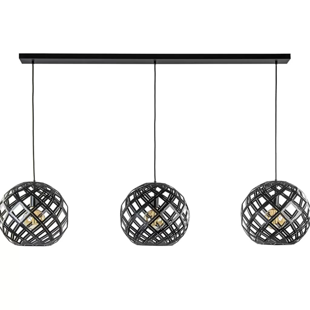 Hanglamp 3L balk bol zwart industrieel>Straluma New