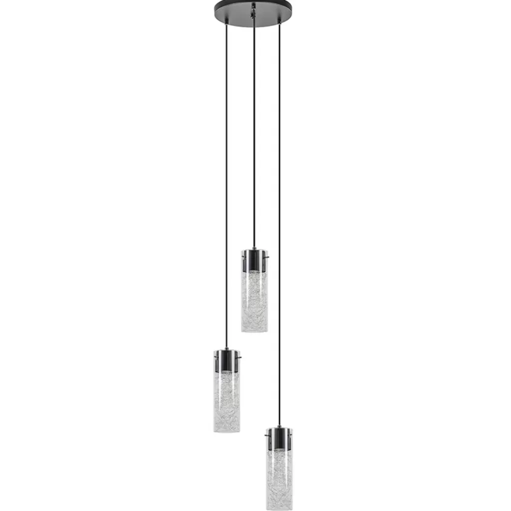 Hanglamp 3L rond zwart met cilinder glas>Straluma Clearance