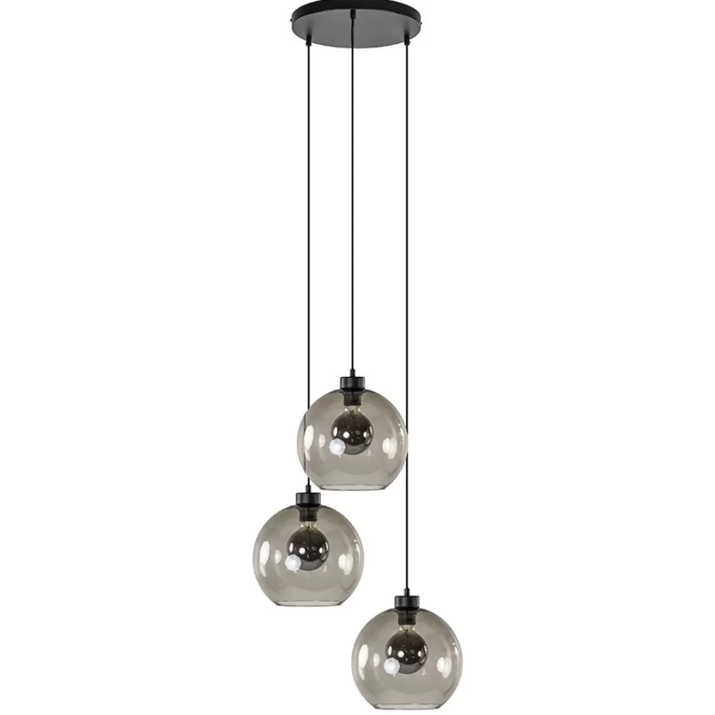 Hanglamp 3-lichts rond glas smoke 25 cm>Straluma Sale