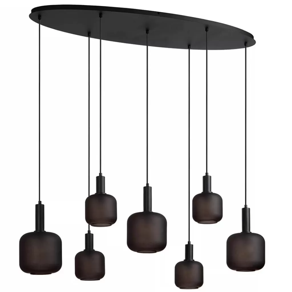 Hanglamp 7-lichts ovaal met mat zwart glas>Straluma Fashion