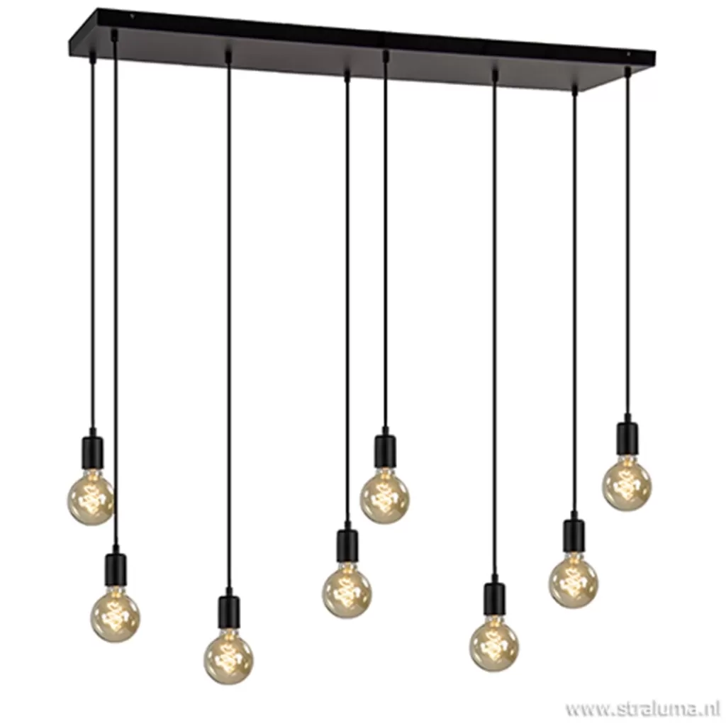 Hanglamp 8L plaat 110cm zwart ex.e27 lb>Straluma Best