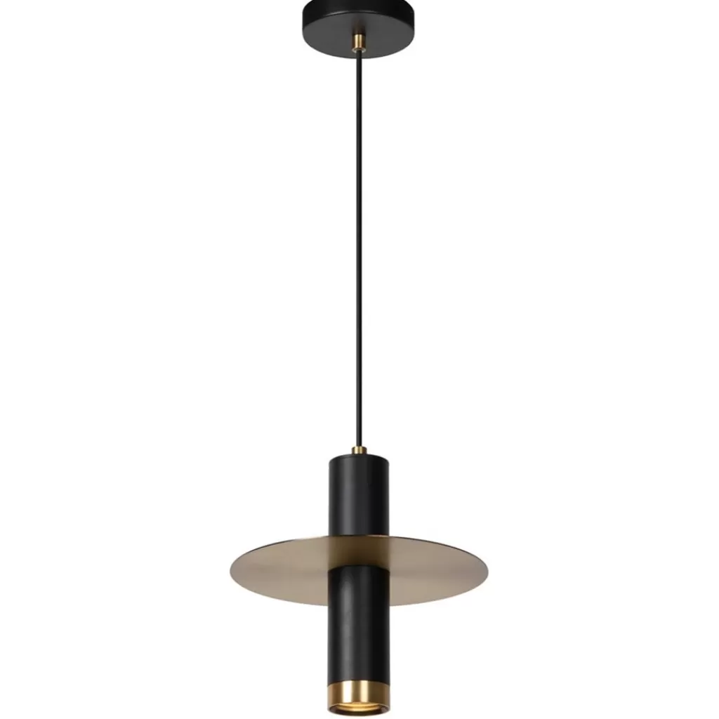 Hanglamp badkamer zwart met brons IP44>Straluma Fashion