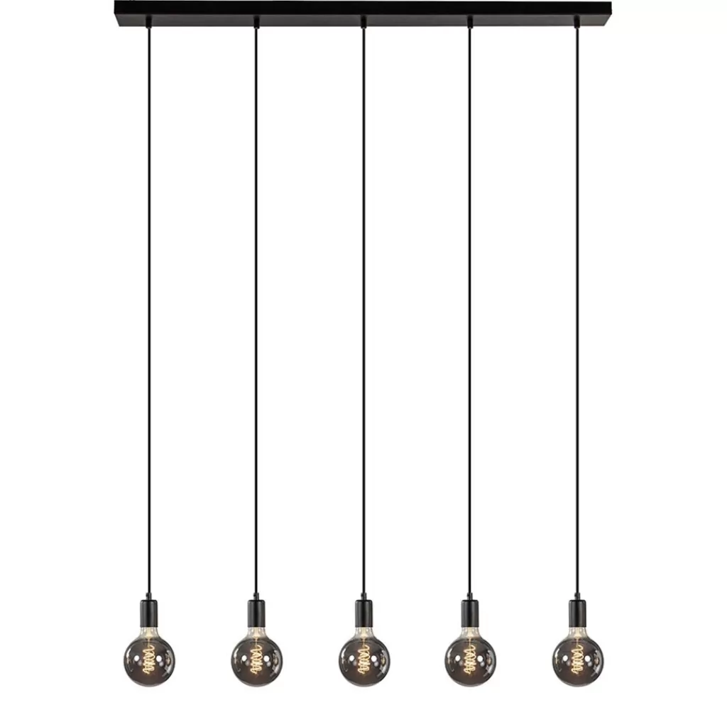 Hanglamp balk 110cm + 5x pendel zwart>Straluma Store