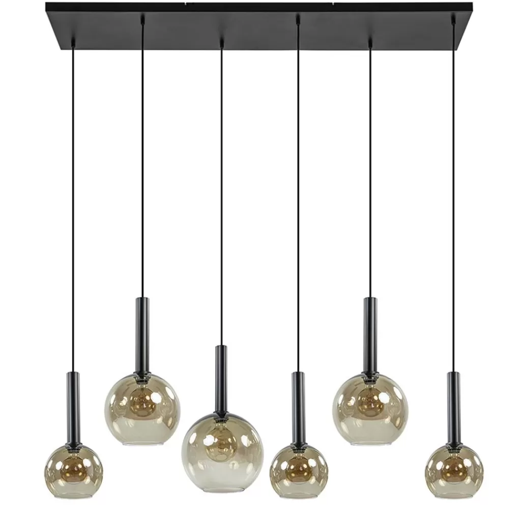 Hanglamp Bella Smoke 6L multipendel zwart/glas mix>Straluma Cheap