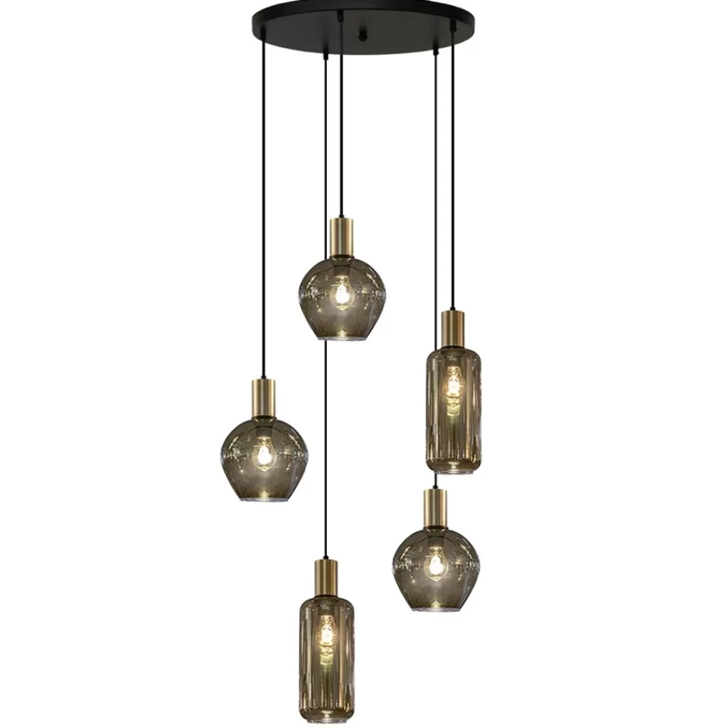 Hanglamp Bounty 5L rond zwart/matgoud>Straluma Best Sale