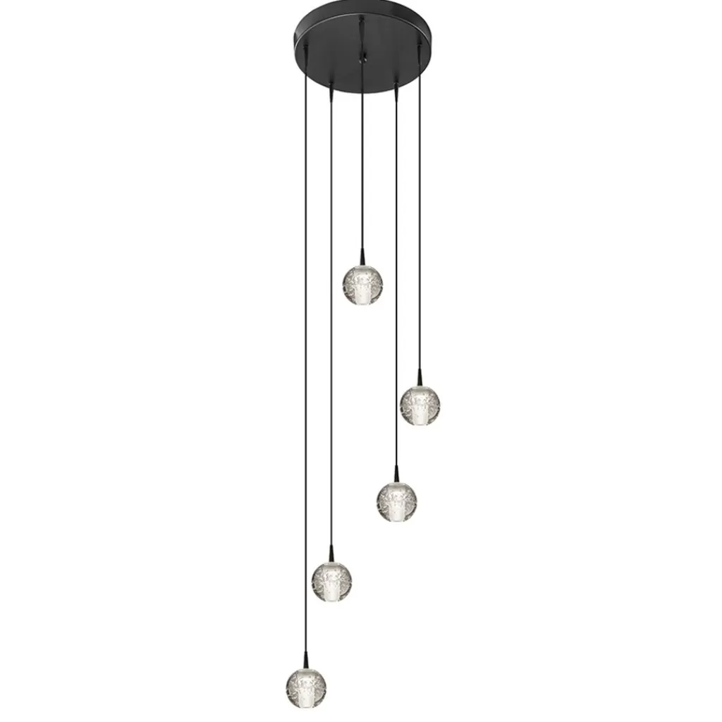 Hanglamp Bubbles 5L rond zwart/helder dtw>Straluma Online