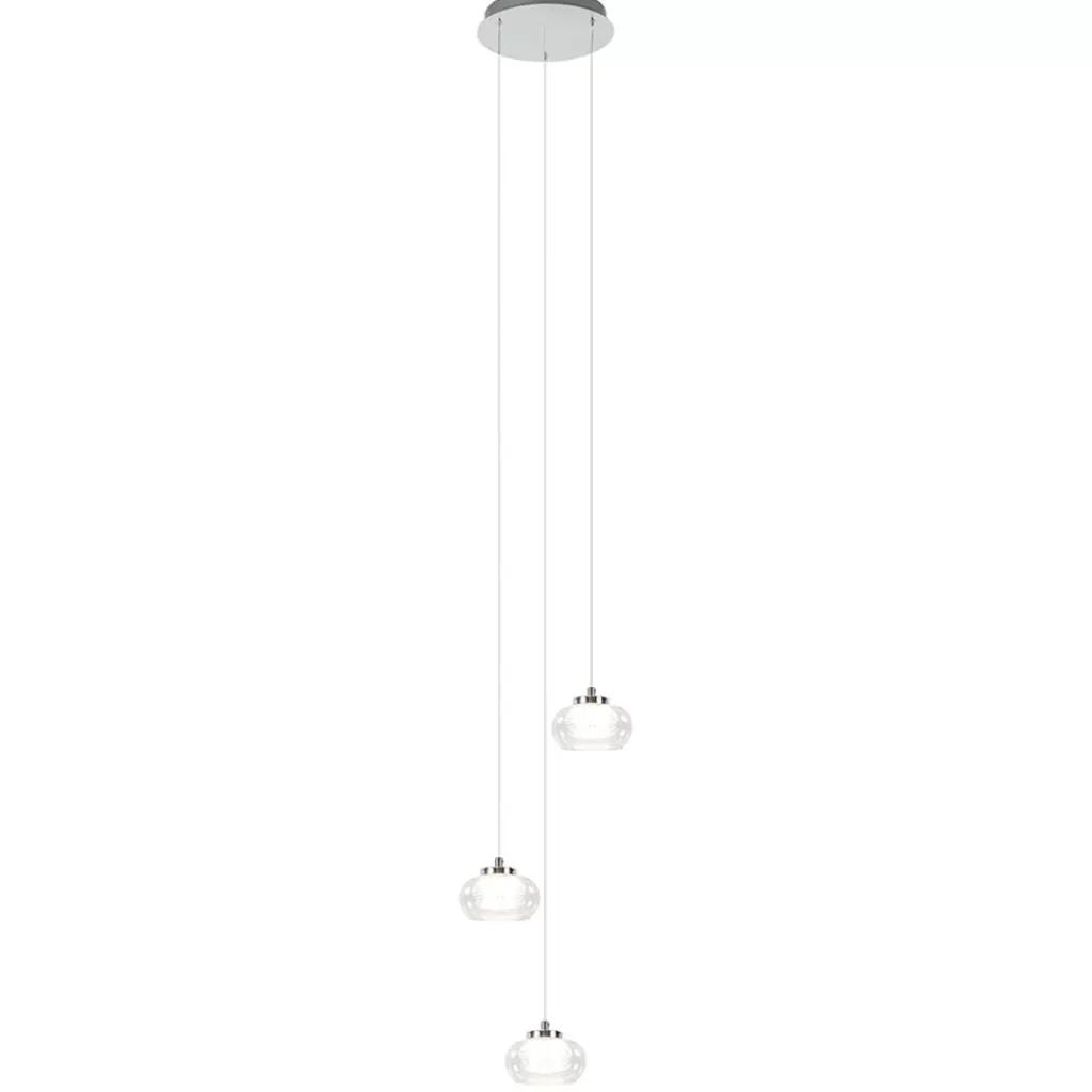 Hanglamp chroom/helder glas 3-lichts>Straluma Online