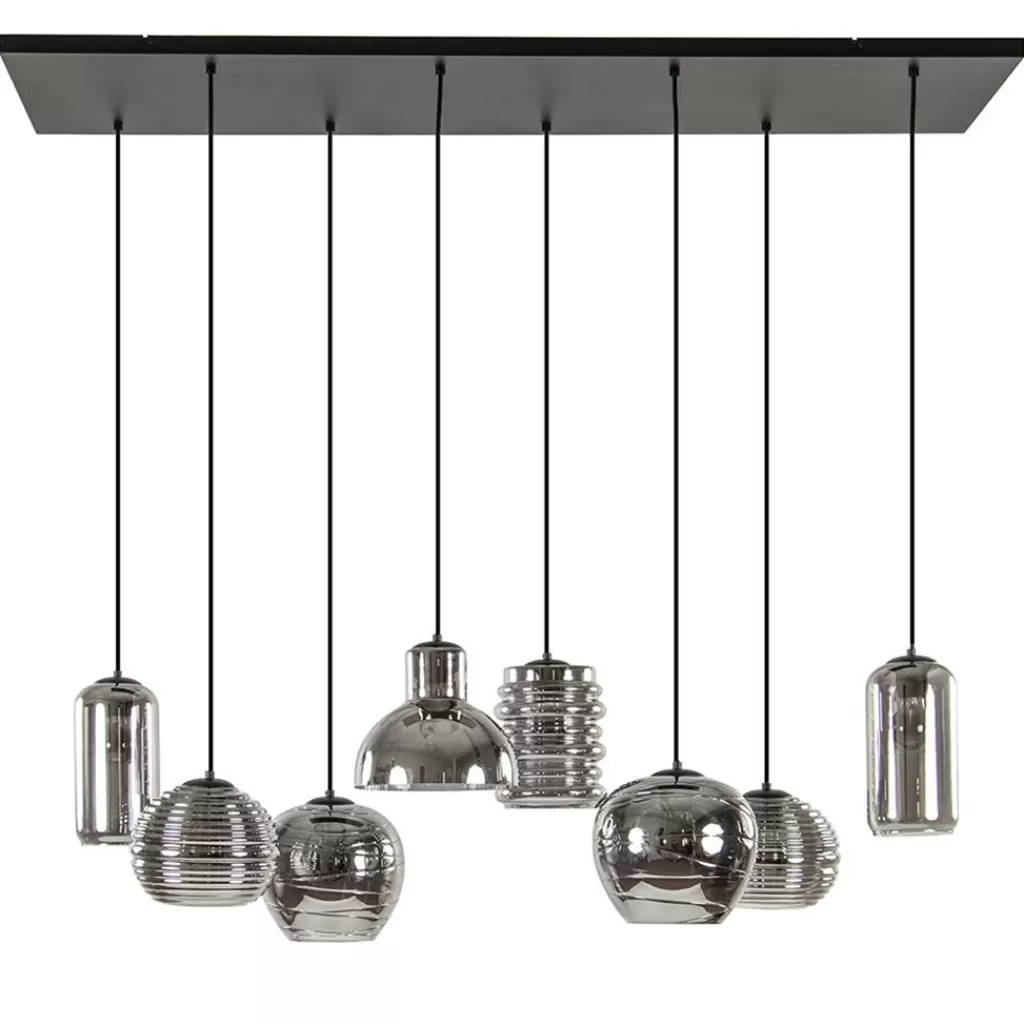 Hanglamp Fantasy 8L zwart + smoke glas mix>Straluma Outlet