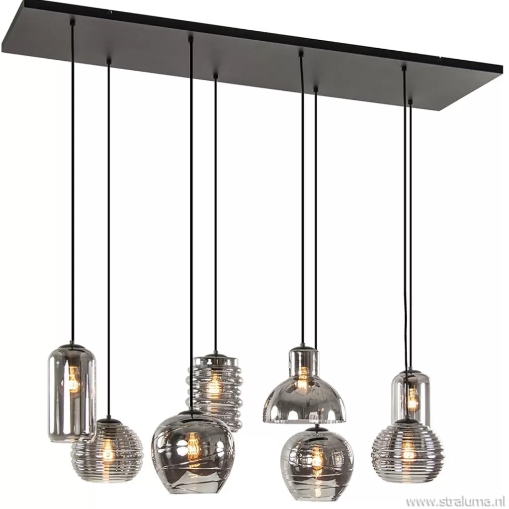 Hanglamp Fantasy 8L zwart + smoke glas mix>Straluma Outlet