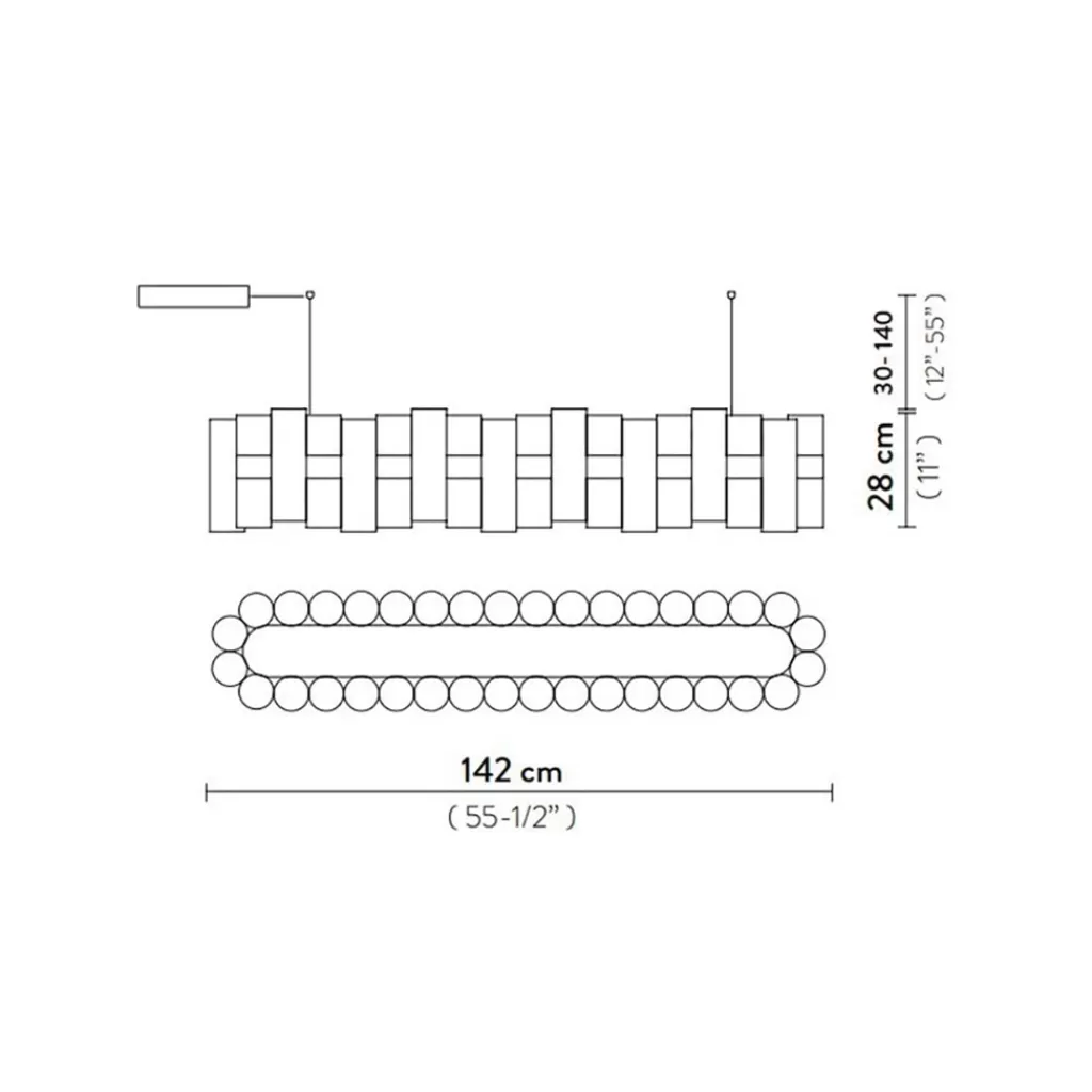 Hanglamp La Lollo linear 140 goud>Straluma Hot