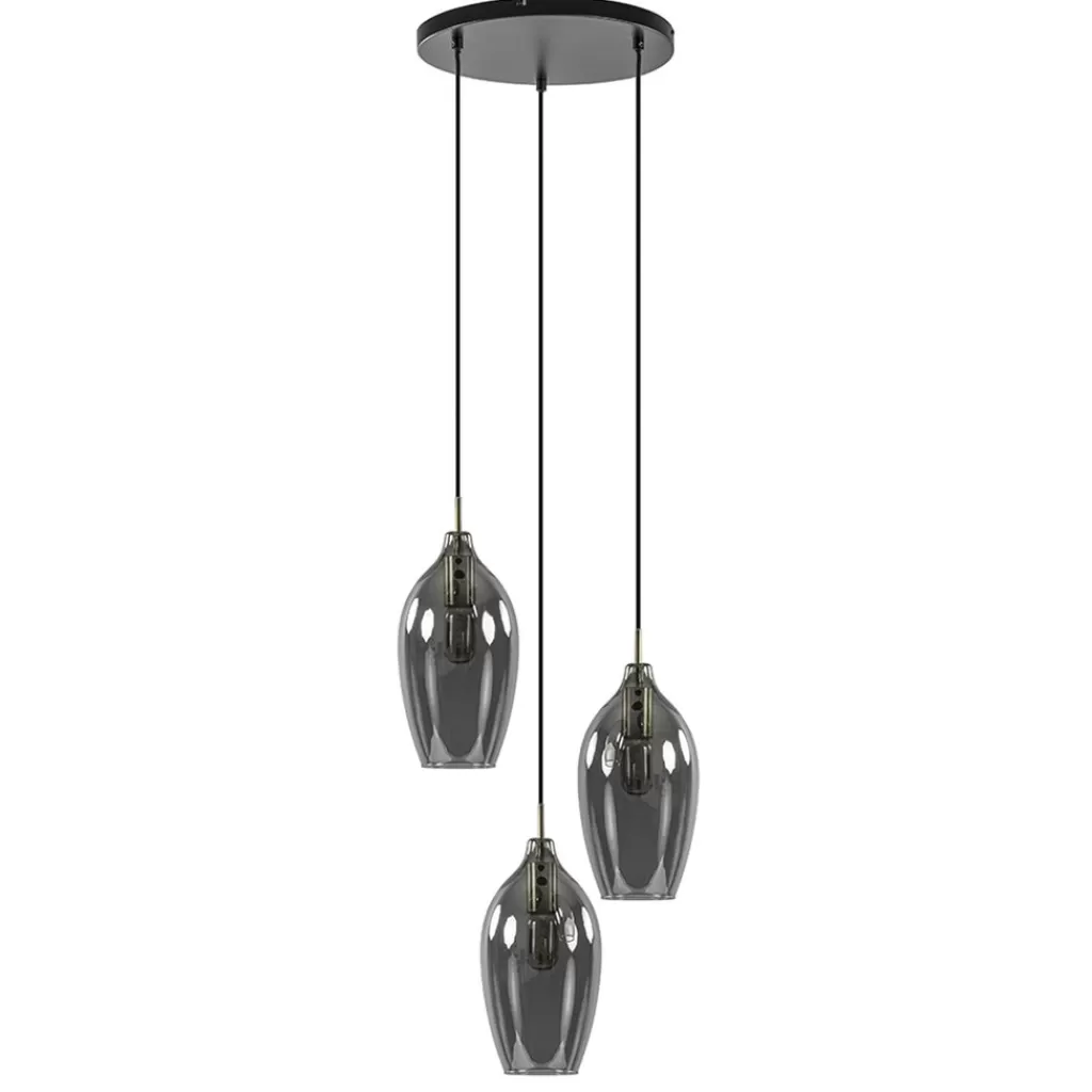 Hanglamp Lukaro 3-L antiek brons + smoke glas>Straluma Sale