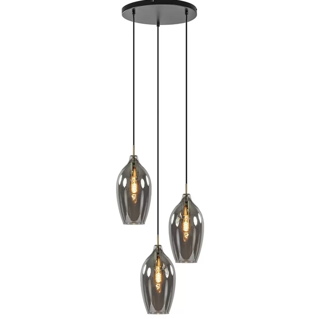 Hanglamp Lukaro 3-L antiek brons + smoke glas>Straluma Sale