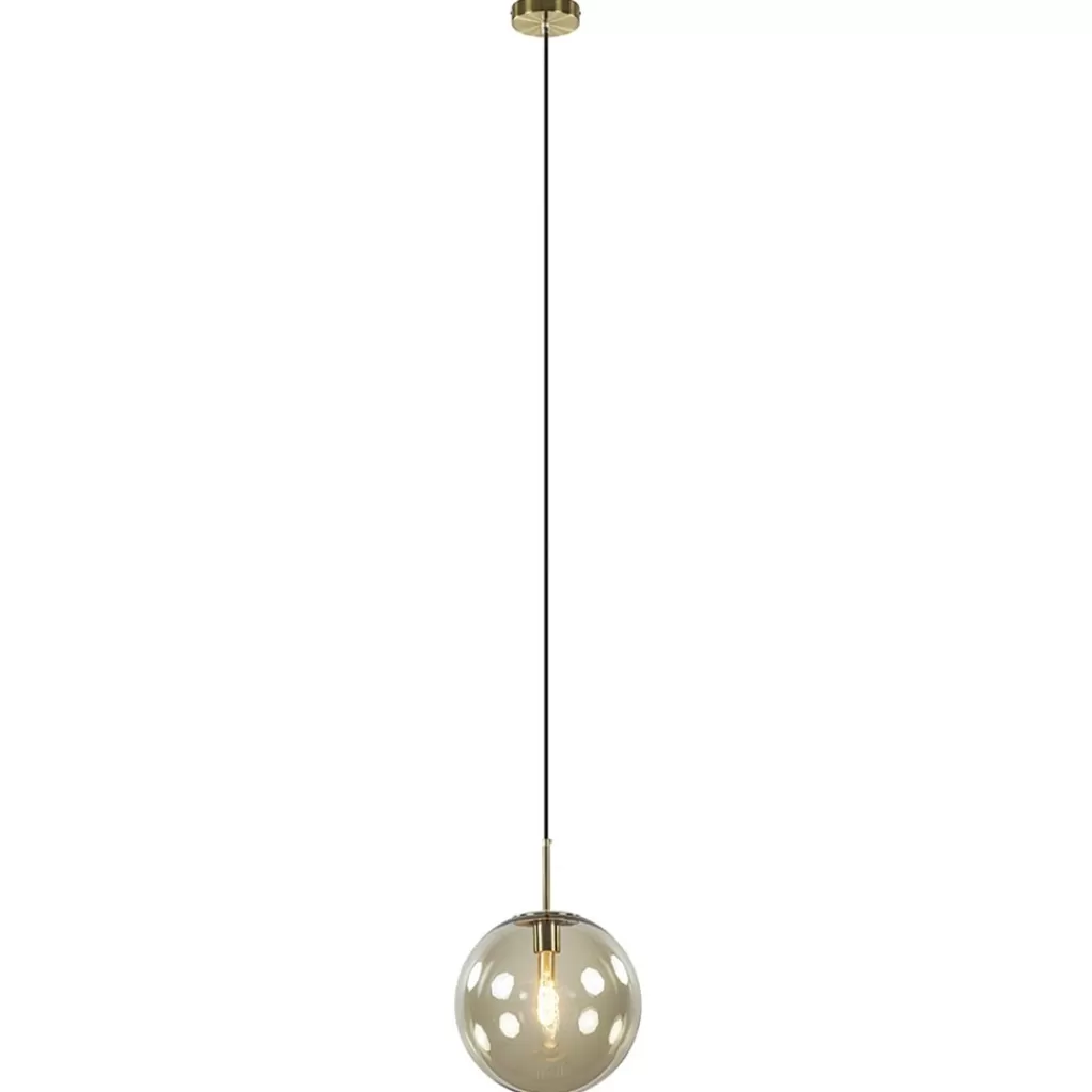 Hanglamp Medina satin gold/amber glas 30cm>Straluma Cheap