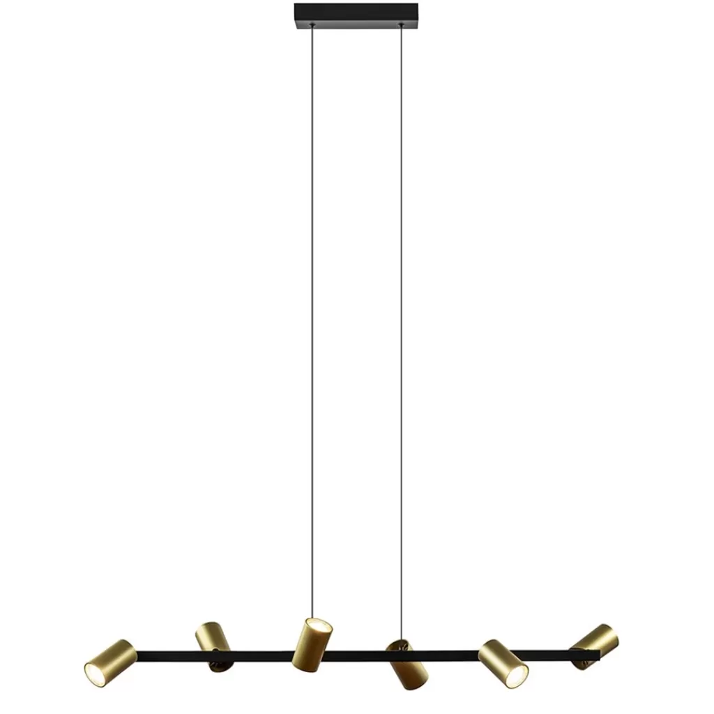 Hanglamp met spots 6-lichts zwart/goud>Straluma Outlet