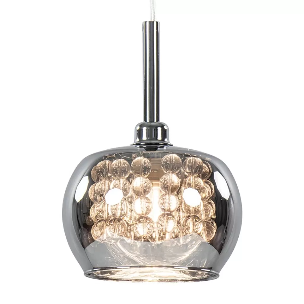 Hanglamp Pearl klein chroom + smoke glas>Straluma Discount