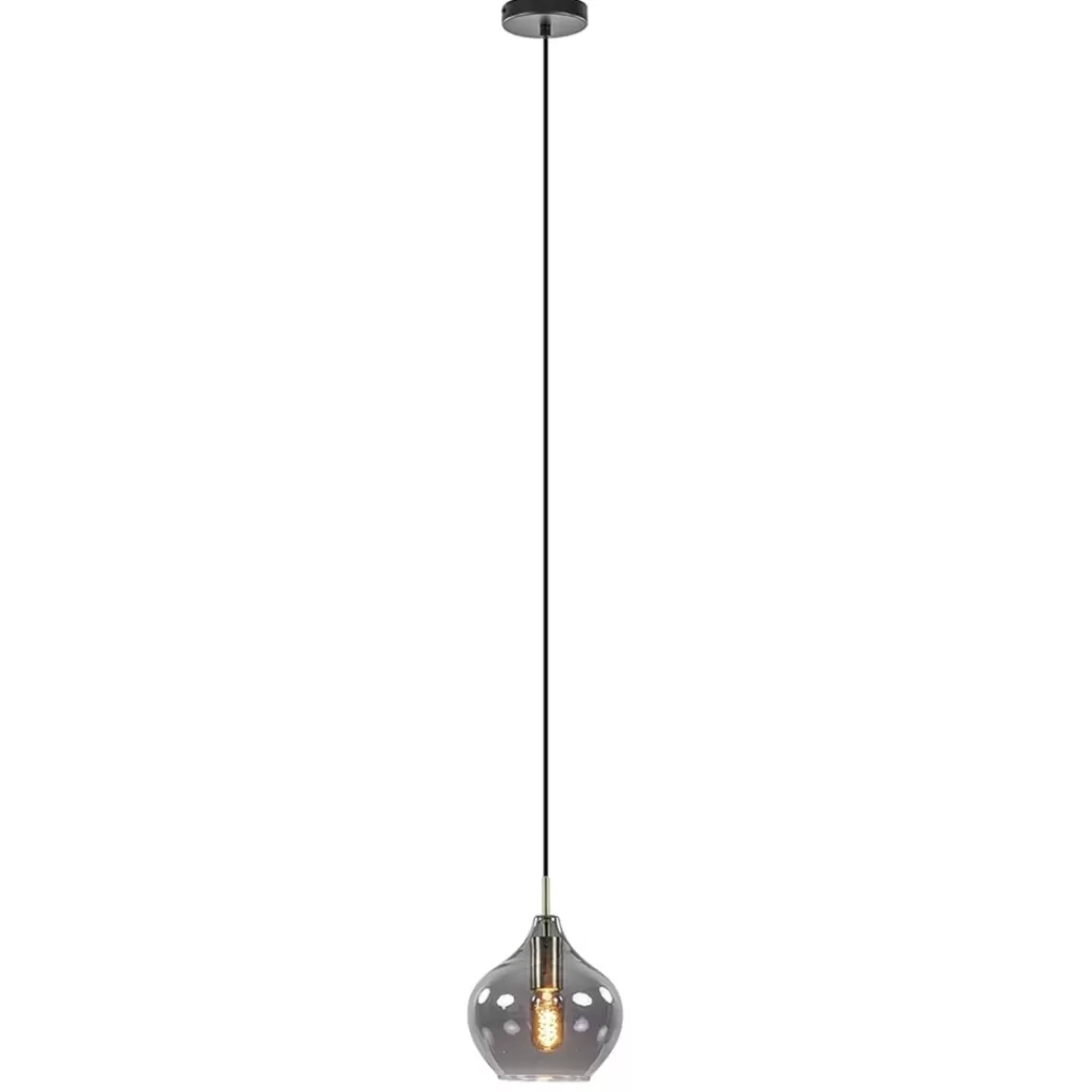 Hanglamp Rakel 20cm antiek brass+smoke glas>Straluma Discount